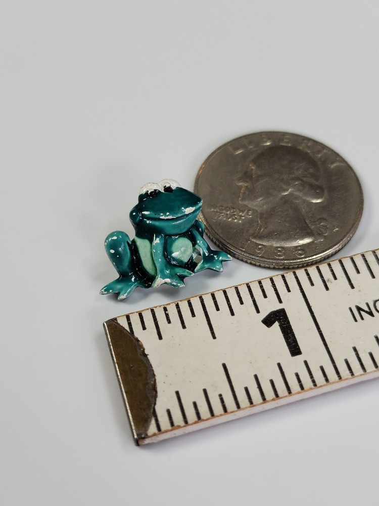 J Jonette Tiny Painted Frog Lapel Pin Very Small SOME CHIPPED PAINT