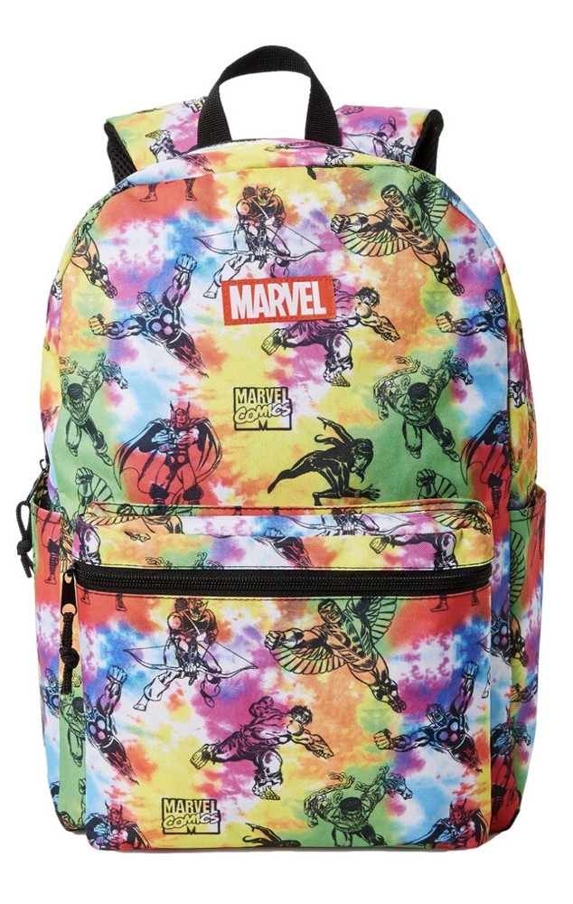 Marvel Comics Superheroes Backpack School Bag Multi-Color Tie Dye. NWT