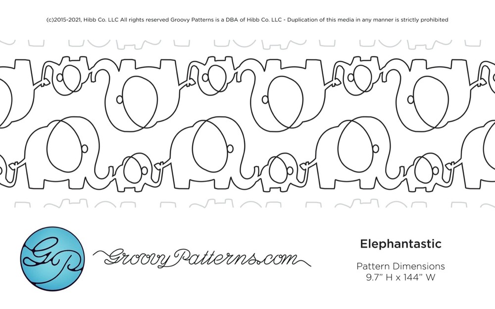 Groovy Patterns Longarm Quilting Pantograph - Elephantastic Design