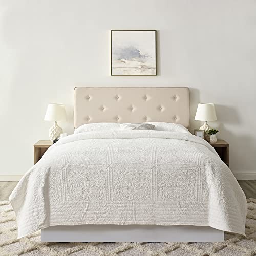 Maxwell Tufted Upholstered Headboard Queen Beige