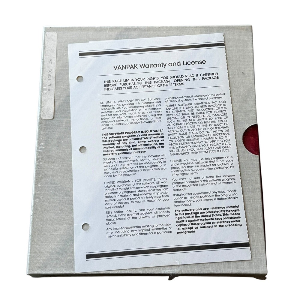 Vanpak IBM DOS Development Pro Forma Utilities 80s Vintage Software 1983