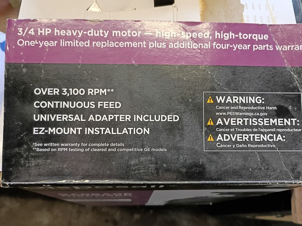 GE Garbage Disposal GFC720N 3/4 Hp