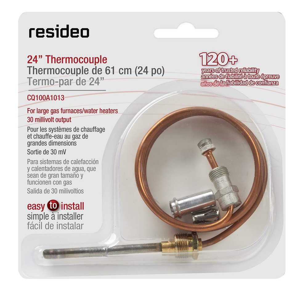 Resideo CQ100A1013/U 24-Inch Replacement Thermocouple for Gas Furnaces, Boile...