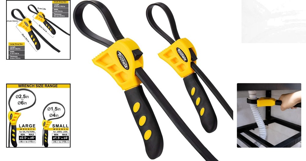 Heavy Duty Rubber Strap Wrench Set - Safe for Plumbing Tasks & DIY Projects