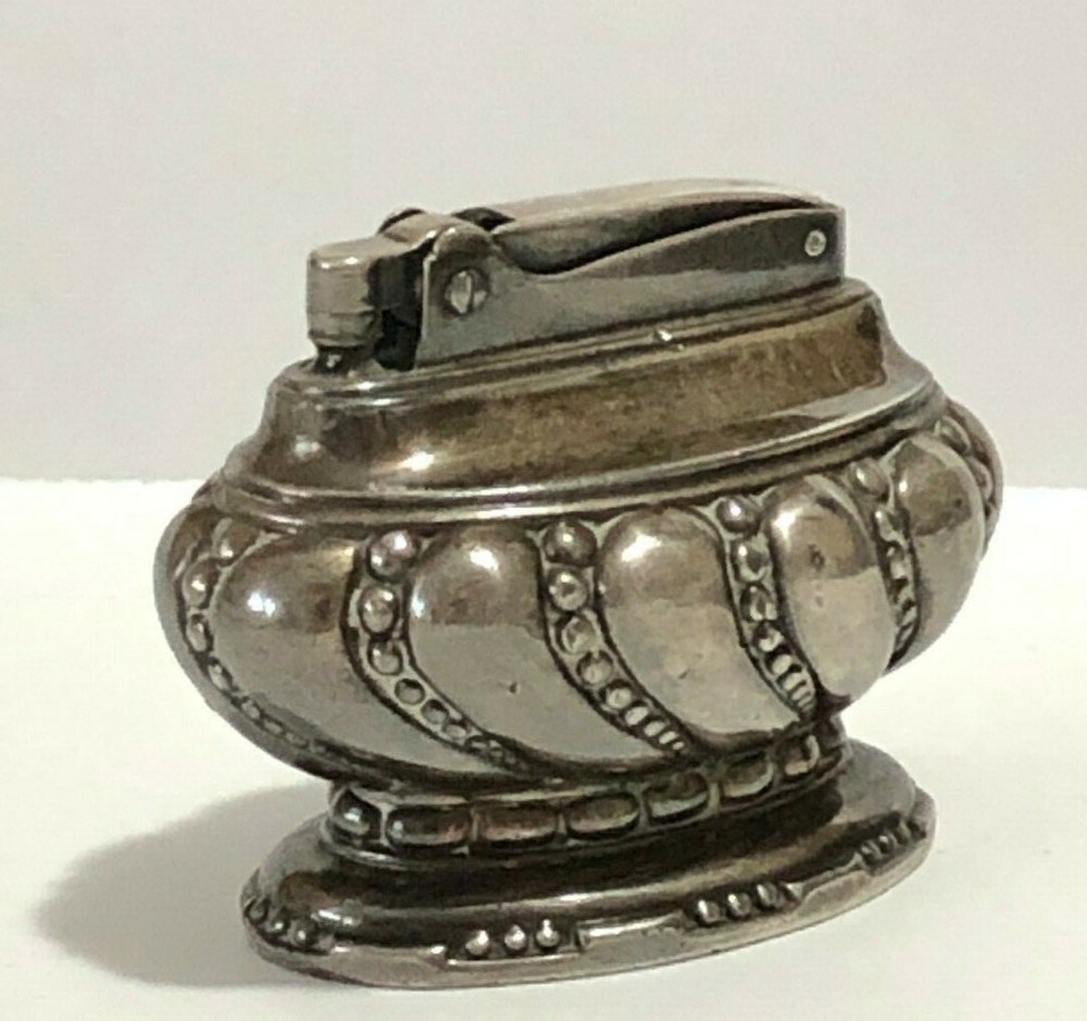 Vintage Ronson Cigarette Cigar Table Lighter Crown Silverplated Patina Untested
