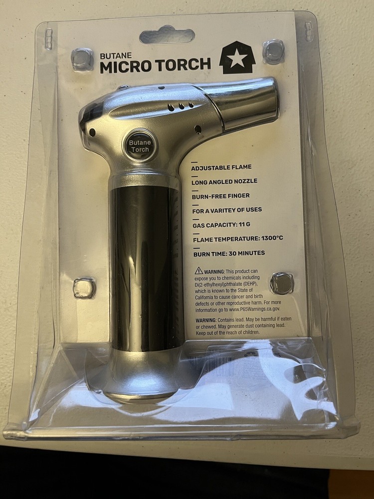 Refillable Butane Torch with Adjustable Flame