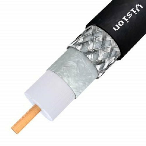 50ft Black RCA Audio Cable, Solid Copper Core 18AWG 75 Ohm, Subwoofer Coax Cable