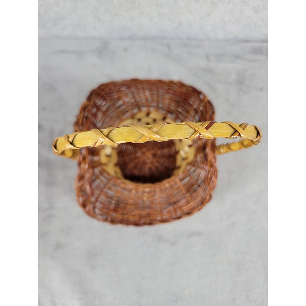 Wicker Flower Basket Handle Small Woven Easter Spring Decoration