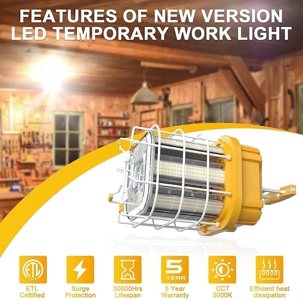 LED Temporary Work Light 100W 5000K Hanging Work Construction Lighting with Plug