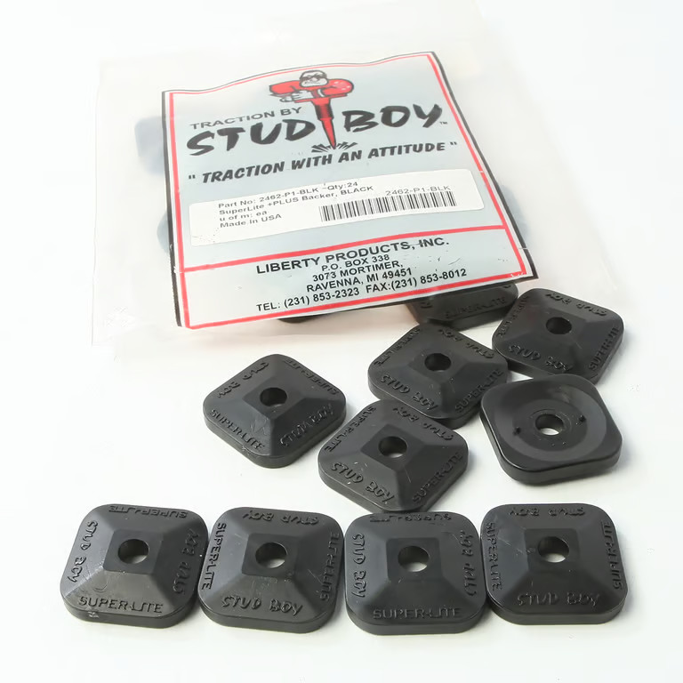 Stud Boy Super-Lite Plus Single Backer Plates - Black - 24 Pack Snowmobile
