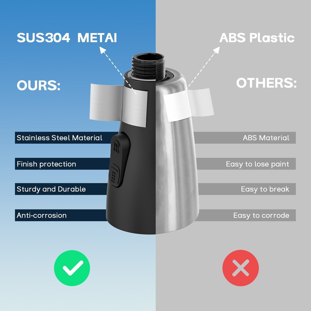 DEERFEI Pull down Kitchen Faucet Head Replacement 3 Modes Sprayer Matte Black