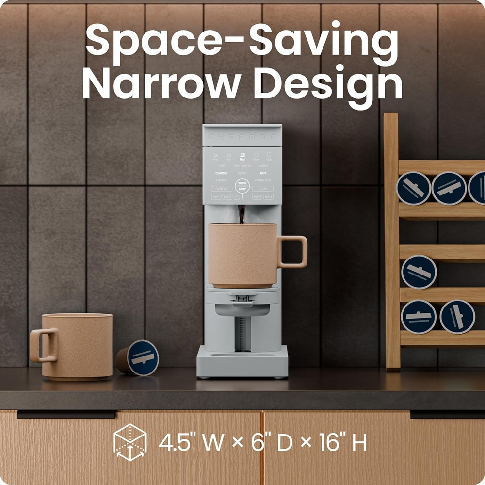 Caffeinator Single Serve Coffee Maker, Brew Kcups & Grounds, Drip Coffee Machine