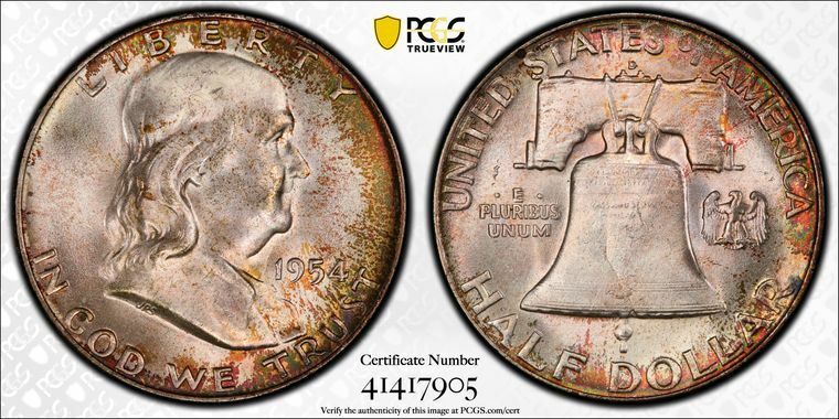 1954-D 50c Franklin Half Dollar PCGS MS66+ FBL