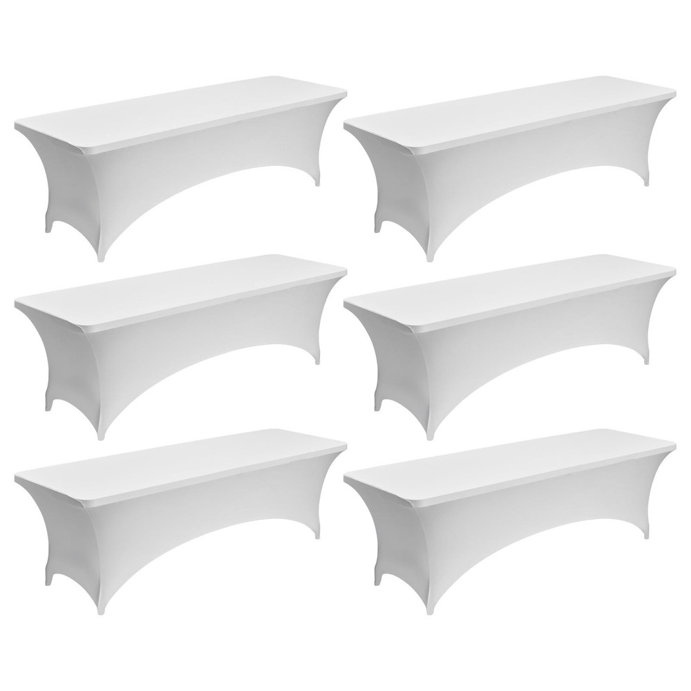 6 Pack Stretchable Table Covers 8FT Rectangular Tables Wrinkle-Resistant &