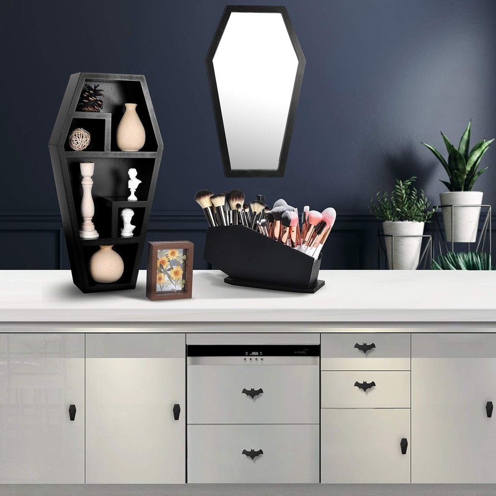 Gothic Bat Cabinet Knobs 8 Pack - Black Gothic Decor Handles for Kitchen Cabi...