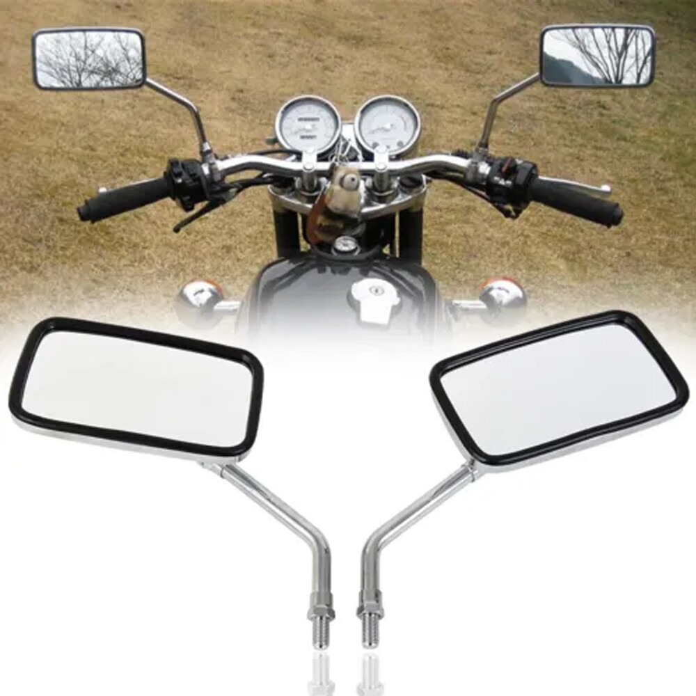 For Honda Shadow 750 Motorcycle Rear View Mirrors Chrome Rectangular Universal