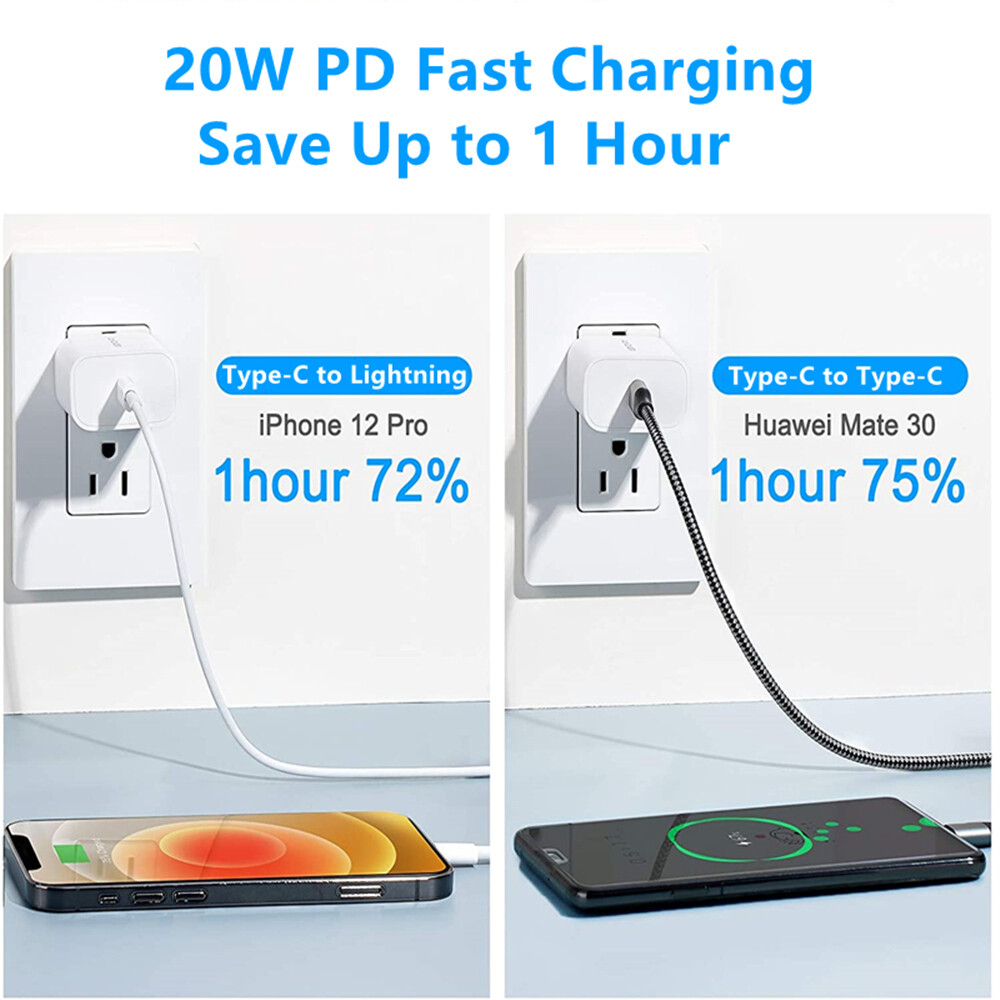 20W USB-C Power Adapter Block for iPhone iPad Android Fast Charger Cube Block