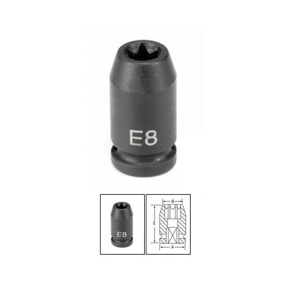 Grey Pneumatic 905ET 0.25 inch Drive x E5 External Star Impact Socket