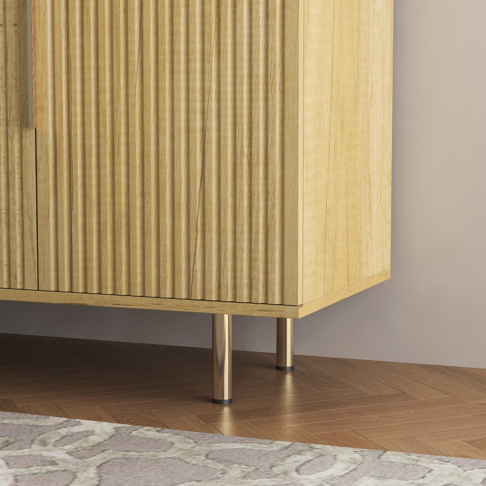 Modern Buffet Cabinet with Fluted Doors and Adjustable Shelves