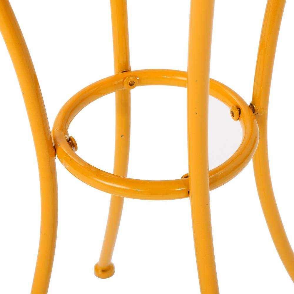 Brienne Outdoor Yellow Ceramic Tile Side Table with Iron Frame