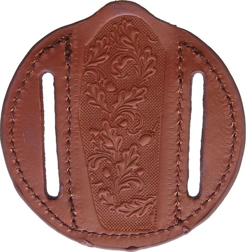 Fixed Blade Knife Belt Sheath Leather Construction Brown Embossed