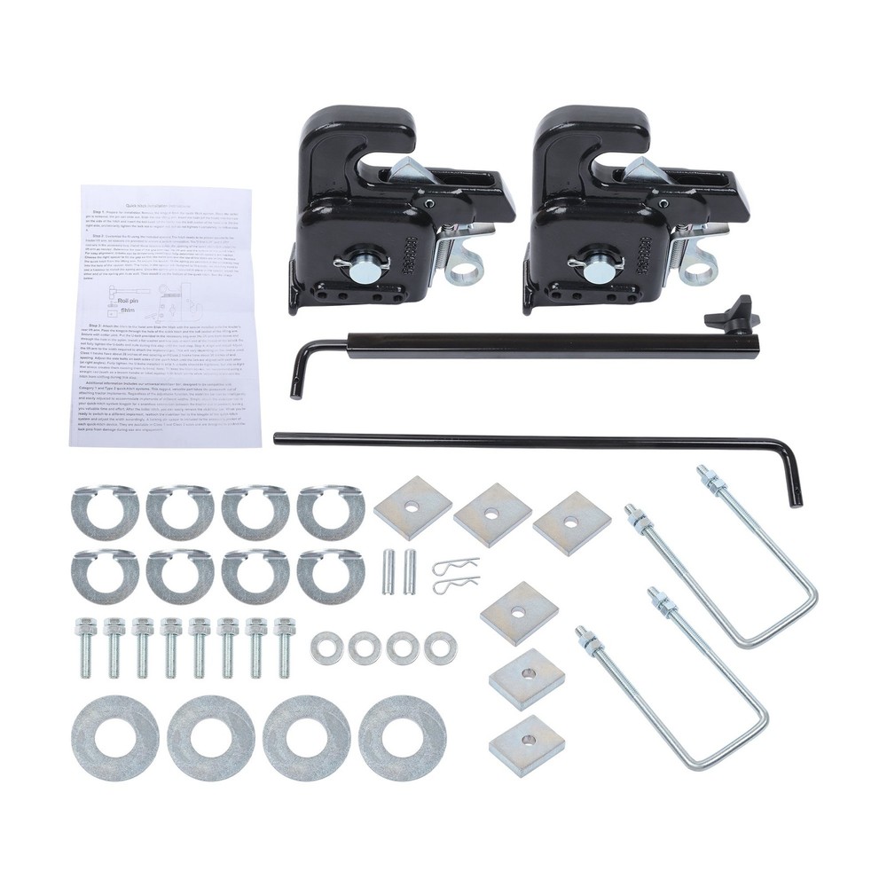 Black Quick Hitch w/Stabilizer Bar for Category 1 Tractors/Implement Easy Change