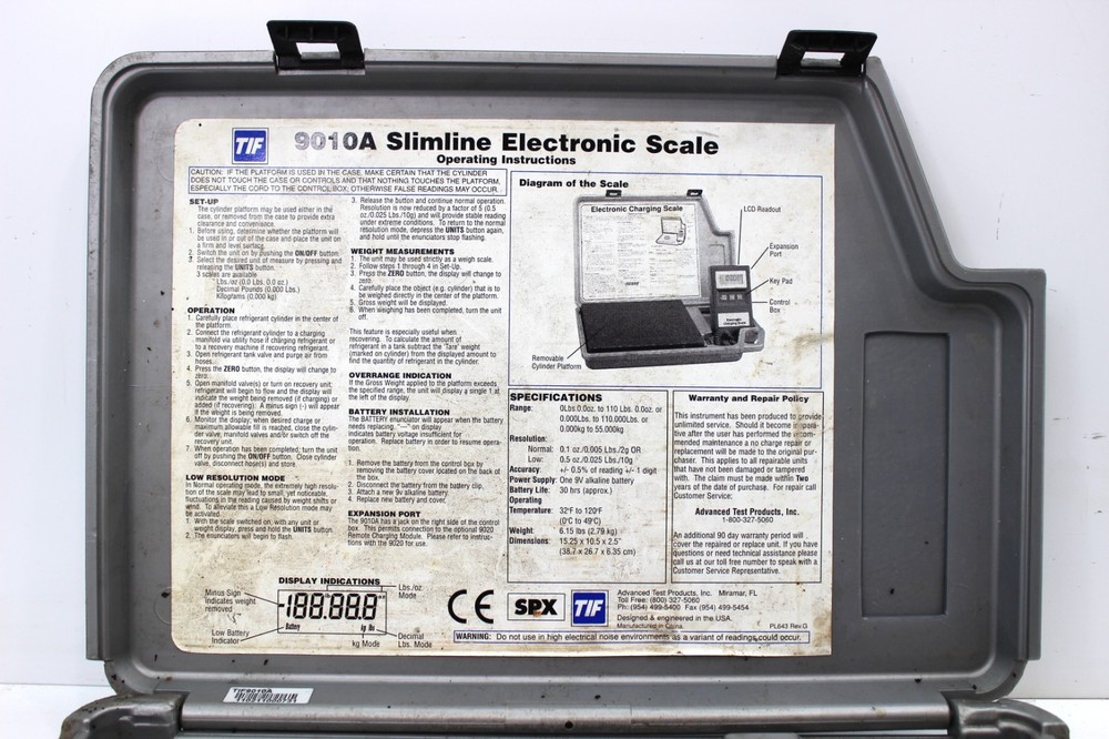 TIF 9010A Slimline Electronic Refrigerant Charging Scale