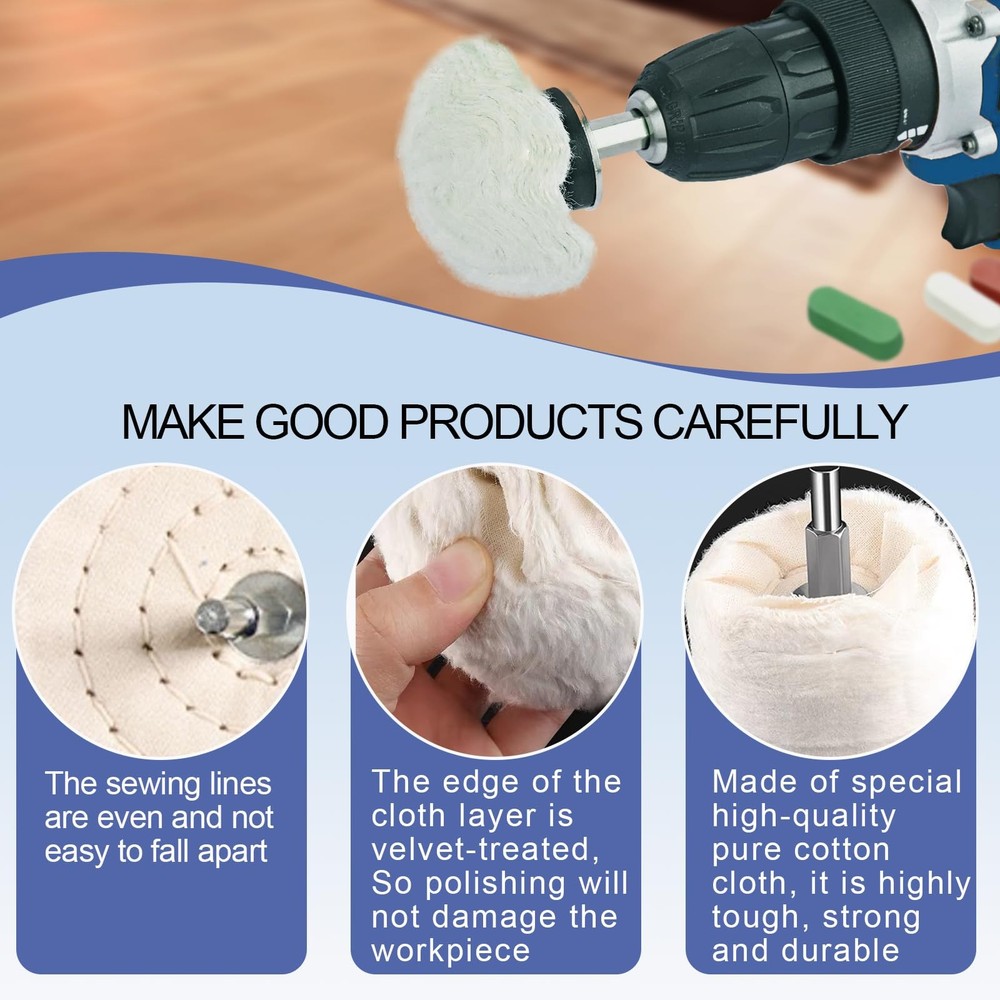 6 Drill Buffing Wheels and 3 Polishing Compounds, Multi-Specification Wheel K...