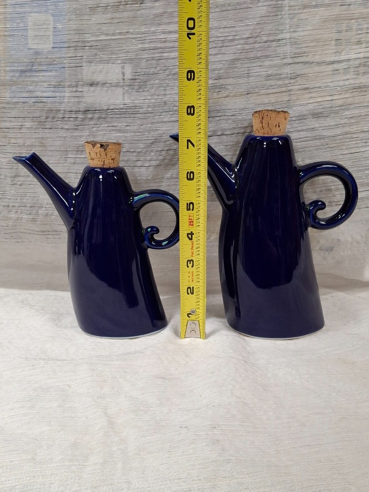 Michael Lambert Pottery Cruets - Cobalt Blue Signed