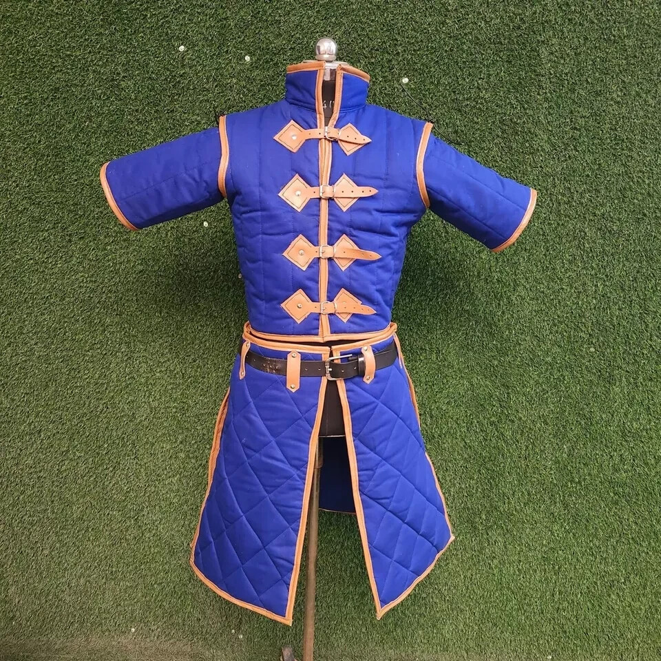 Medieval Armor Gambeson Leather Trimmed