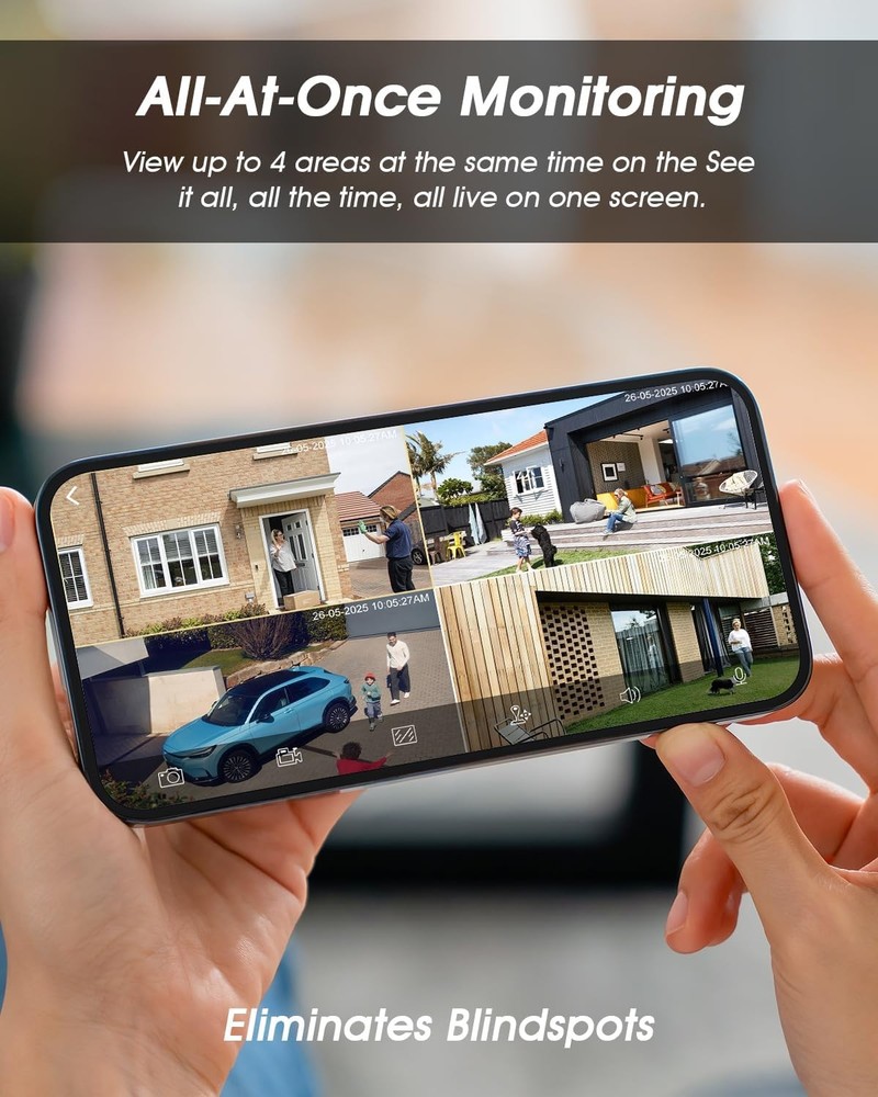 4MP Wireless Security Camera System Wifi Solar Battery Powered 2 Way Audio