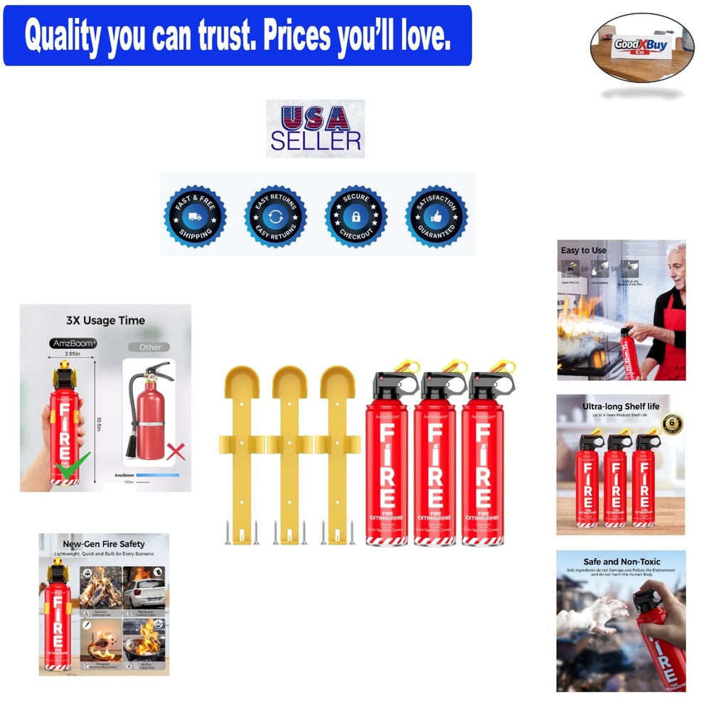 Water-Based Fire Extinguishers 3 Pack for Home Car Boat Easy Use