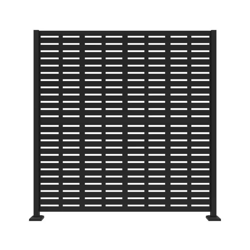 6 Ft. X 6 Ft. Matte Black Metal Decorative Screen Panel Frame Kit with Boardwalk