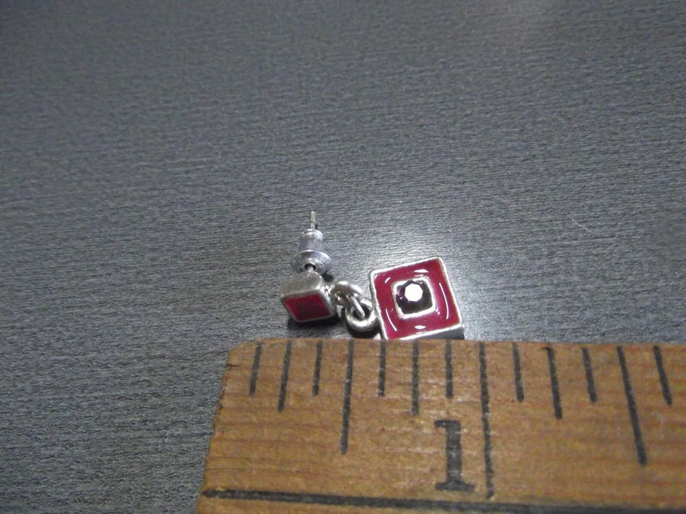 1 Pair Old 1"in Pink Square Studs
