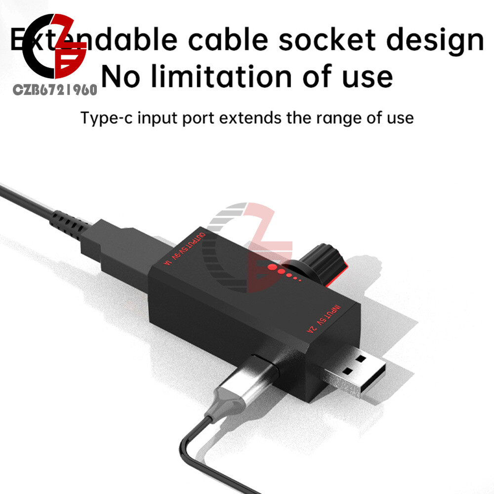 5W DC5V 2A Fan Controller Stepless Speed Control w/ Switch USB Protection Type-C