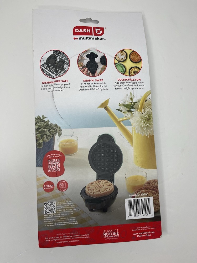 DASH Multimaker Mini Two 4” Nonstick Removable Plates Sunflower Bee