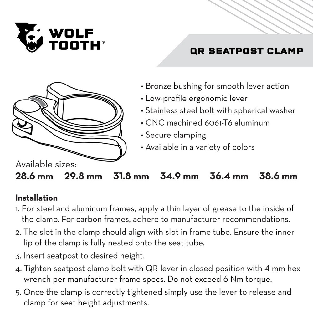 Wolf Tooth Seatpost Clamp Quick Release