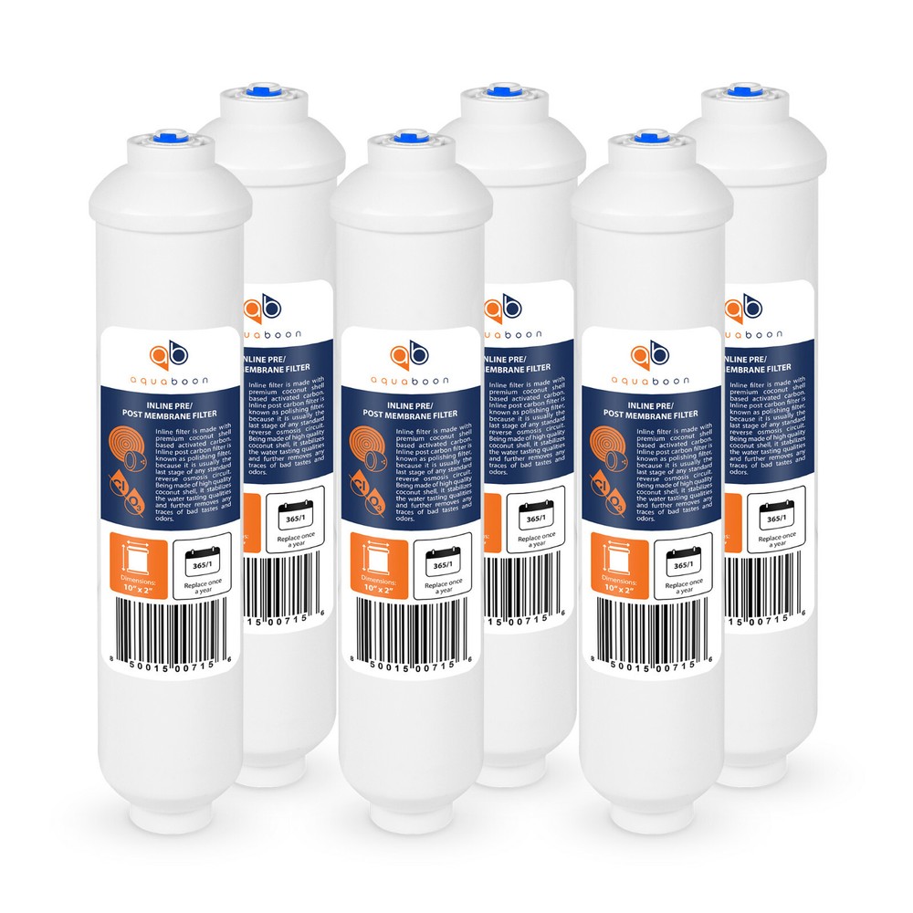 6 Pack of Inline Post/Carbon Polishing Water Filter for RO Standard Size QC