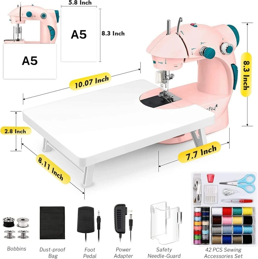 Mini Sewing Machine with Extension Table, Dual Speed Portable Sewing Machine ...