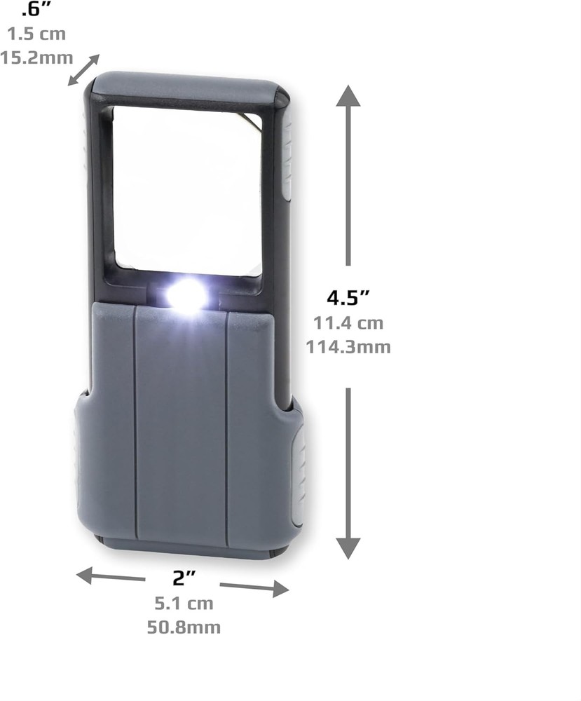 Carson MiniBrite LED Lighted Slide-Out Aspheric Magnifier with Protective Sleeve