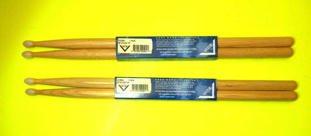 VATER 2B NYLON TIP Drumsticks, TWO PAIR