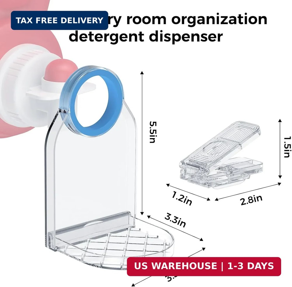 Clear Laundry Detergent Dispenser Cup Holder & Nozzle Force-Saving Switch, Drip