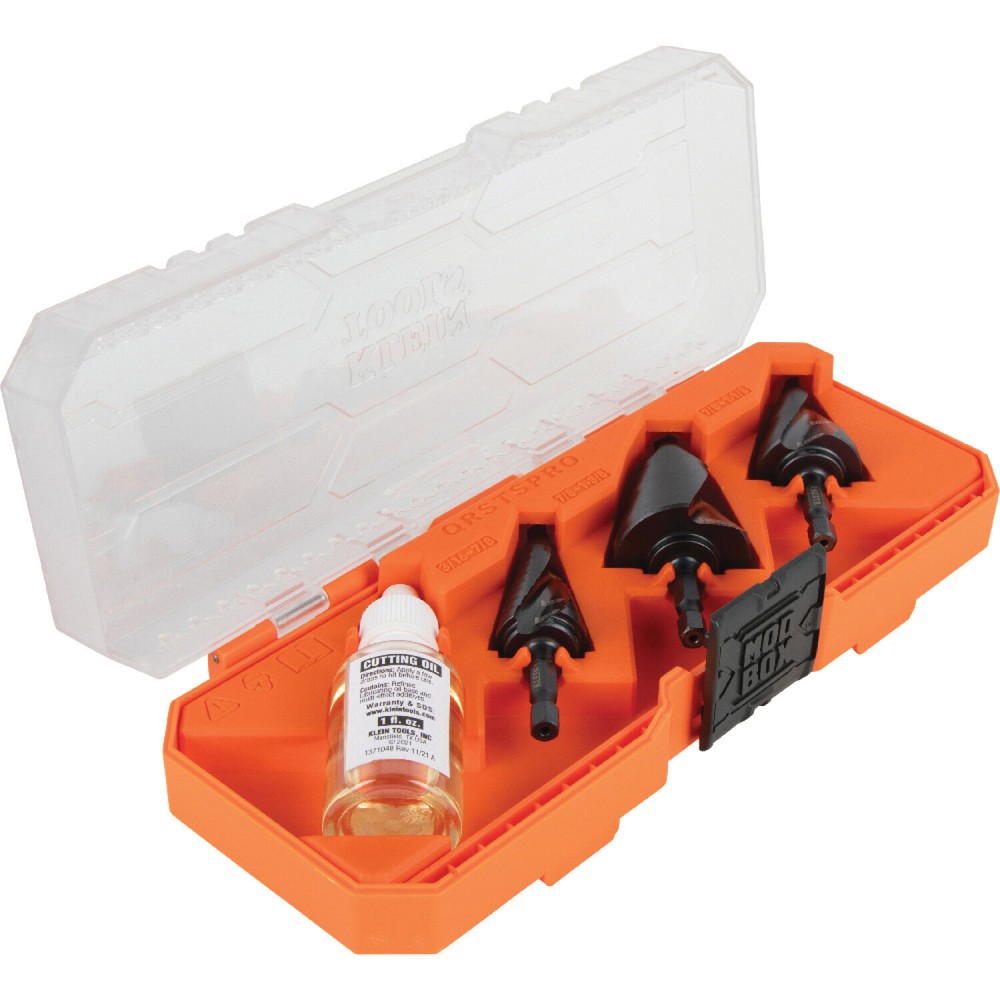 Klein Tools QRSTSPRO Premium Electrician's Quick Release Step Bit Set, 3 Piece