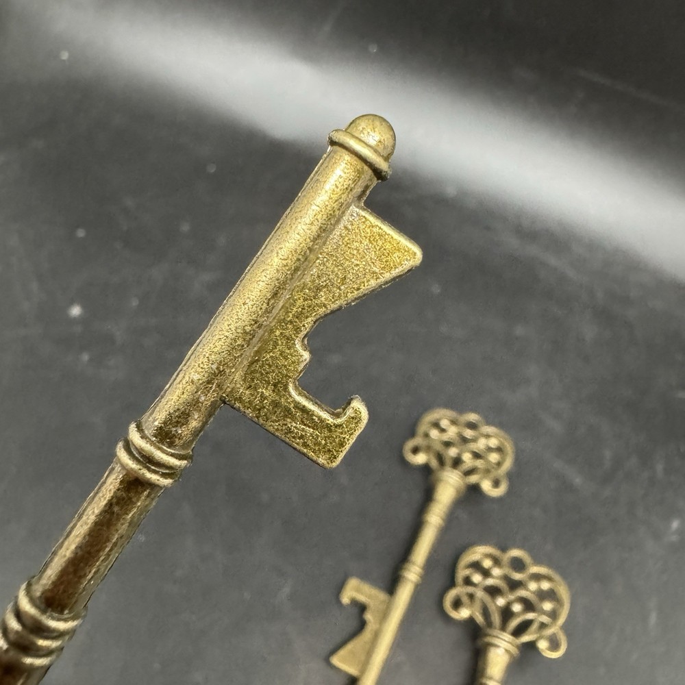 3 Antiqued skeleton key bottle openers