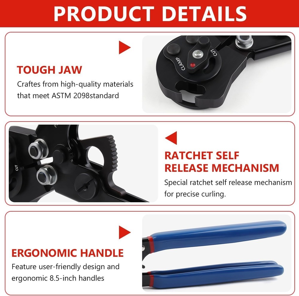 Cinch and Remove Dual-Function Pex Crimp Tool 3/8" to 1" Pex Crimper with Pex...