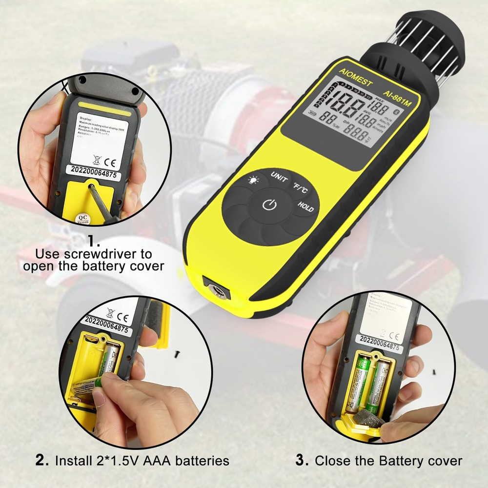 Handheld Wind Cup Anemometer with Direction, Digital Wind Speed Meter Gauge M...