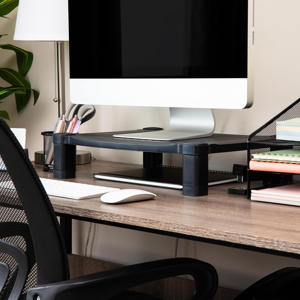 Monitor Stand, Height Adjustable, Desktop Organizer, Laptop Riser, Office, 17.25