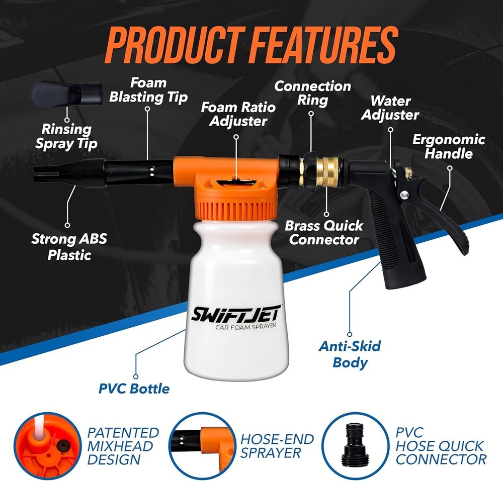 Orange Foam Cannon with Microfiber Mitt