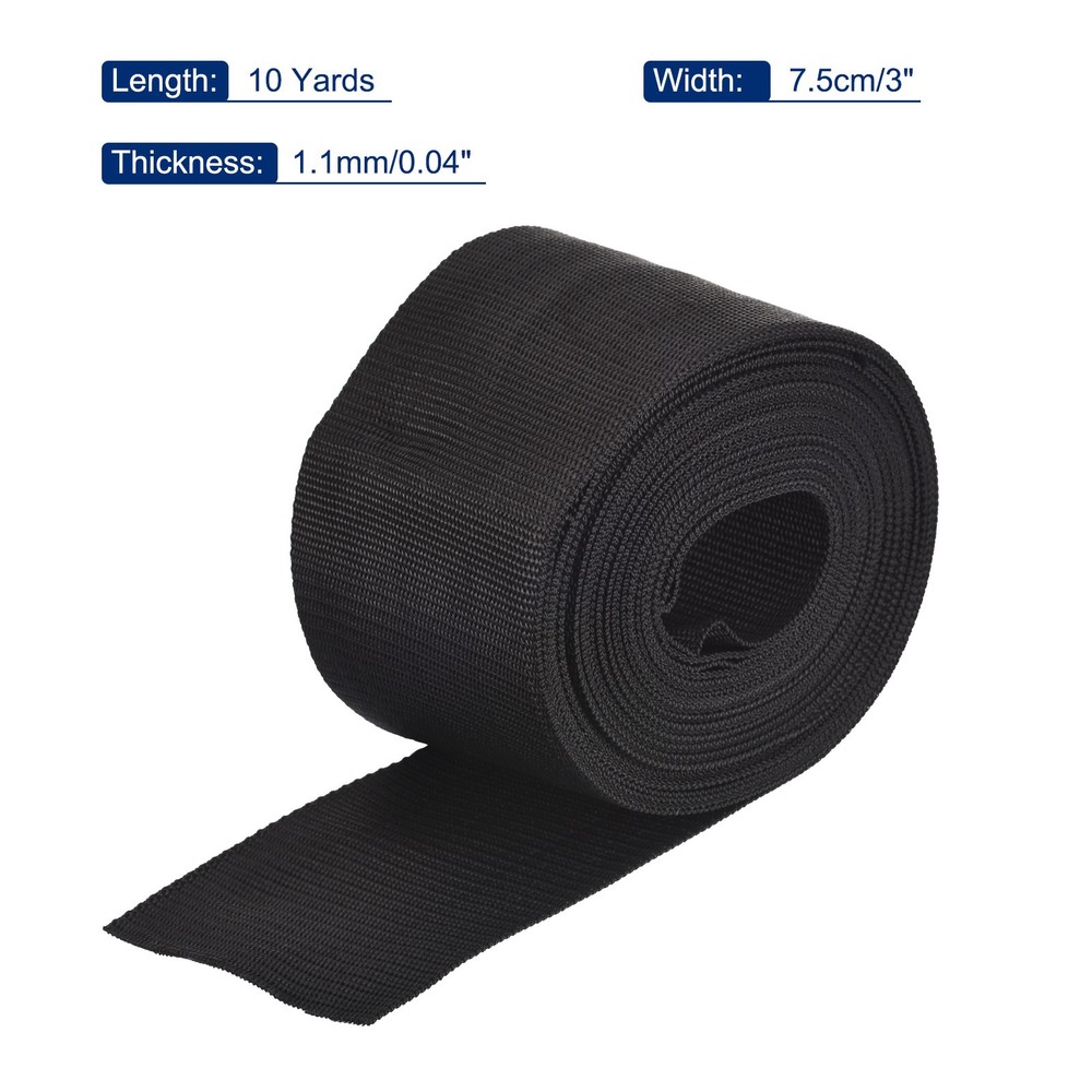 Lightweight Polypropylene Webbing Strap 3" 10 Yard Backpack Black