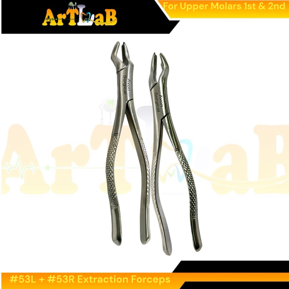 2PK - Molar Extraction Forceps #53L & 53R - Upper Left & Right - Serrated